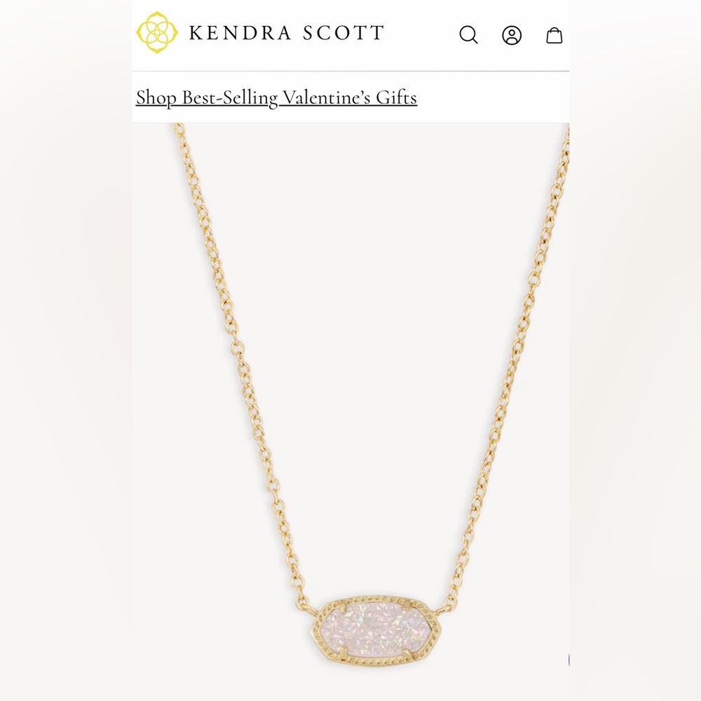Kendra Scott Elisa Gold Pendant Necklace in Iridescent Drusy EUC - Picture 5 of 7